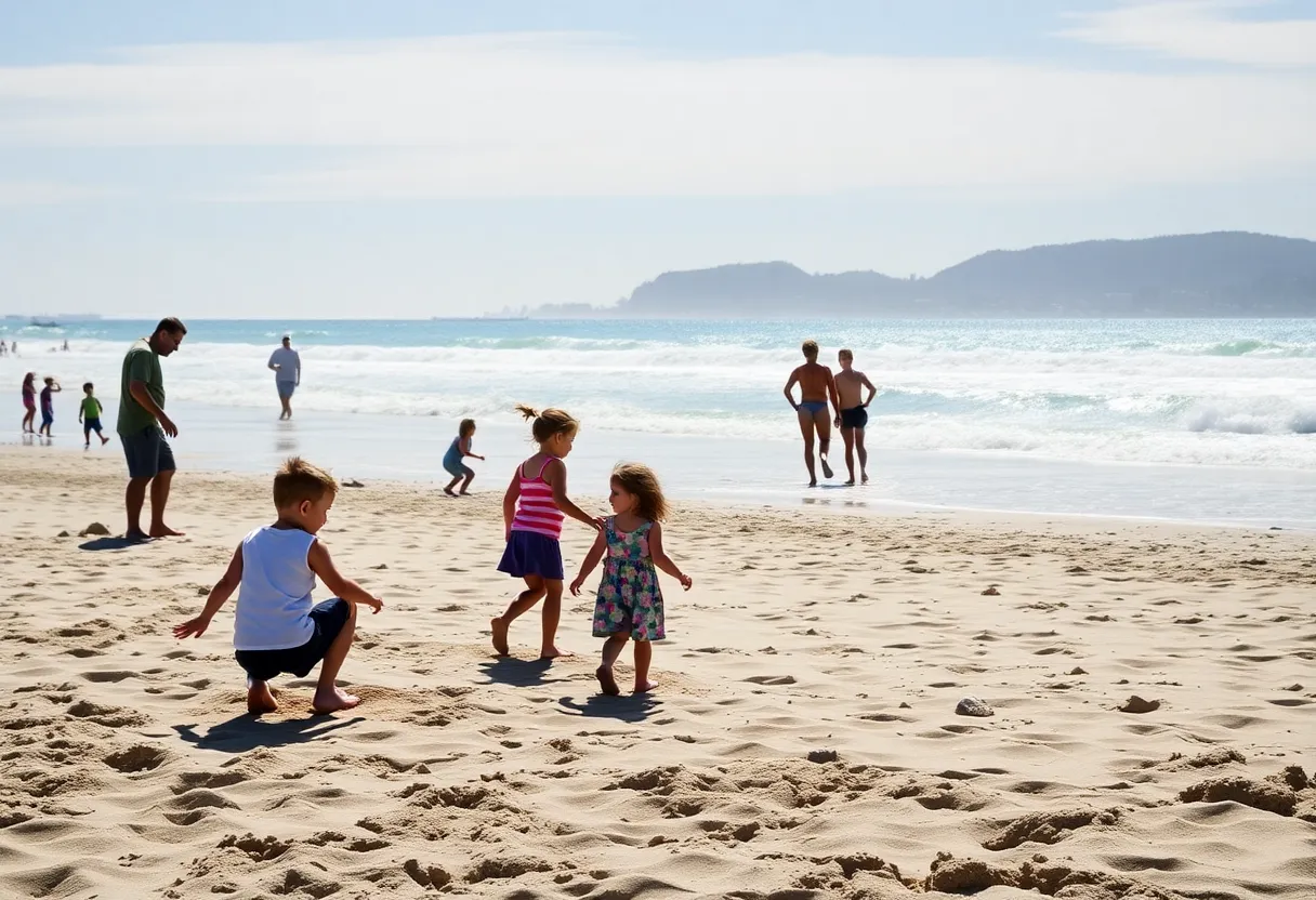 Family enjoying beach activities on Coronado Island