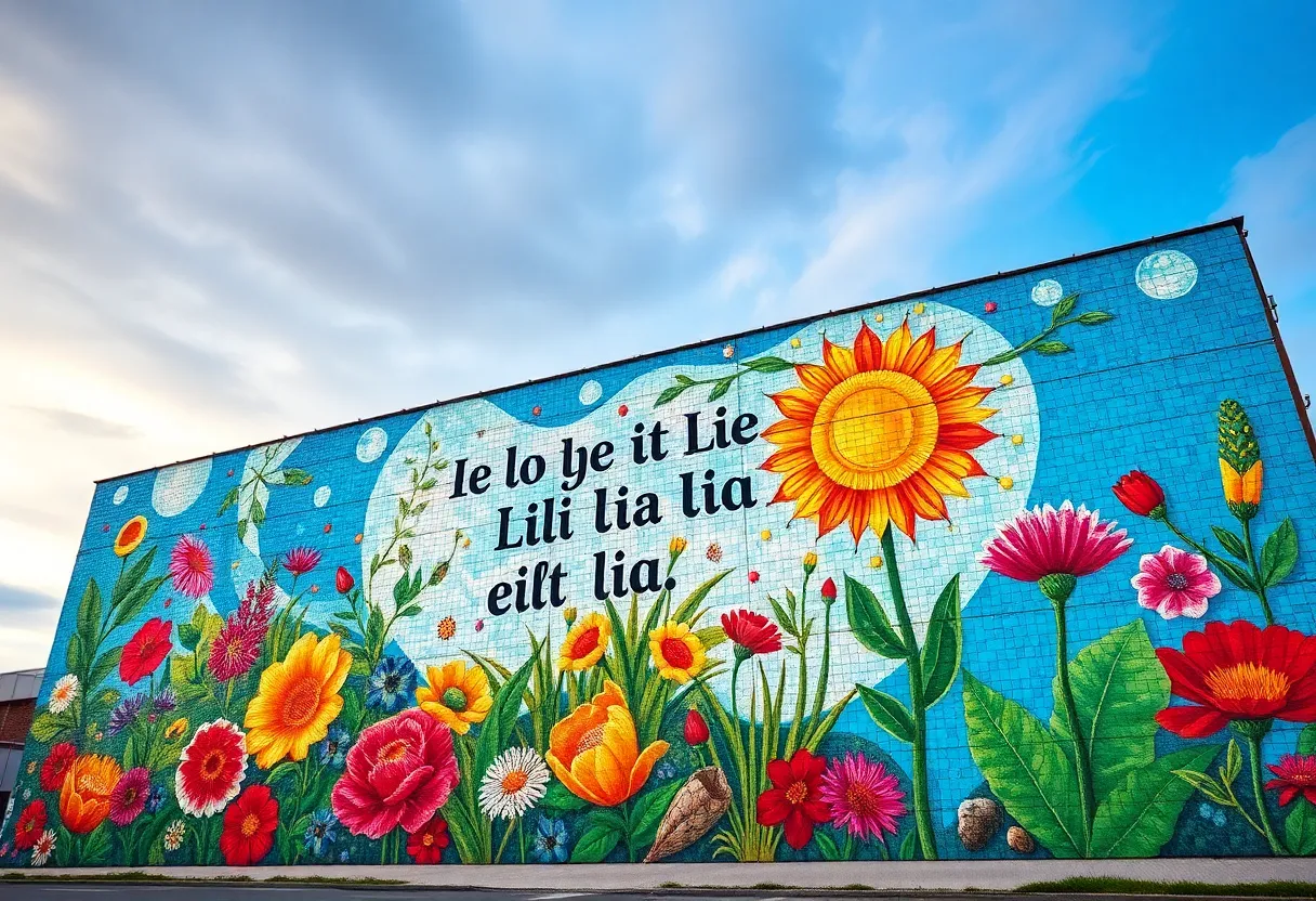 Mosaic mural titled 'Fragments of Change' at Coronado High School