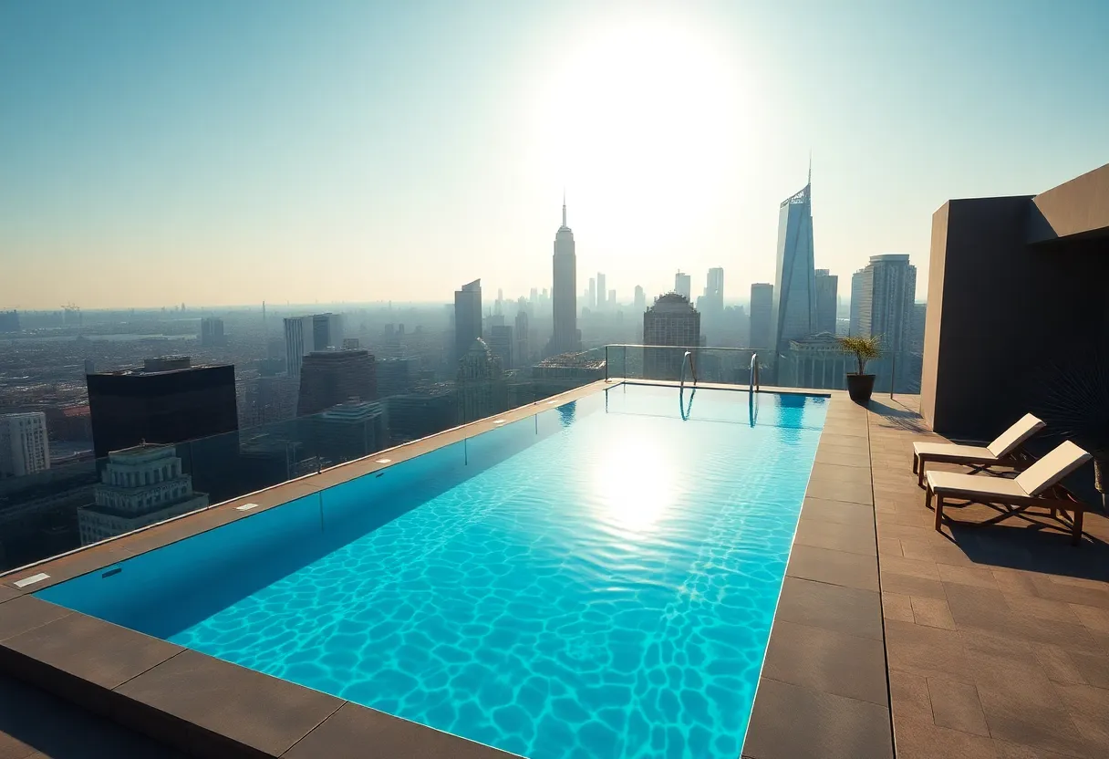 Rooftop pool on the 40th floor of the 800 Broadway apartment tower in San Diego